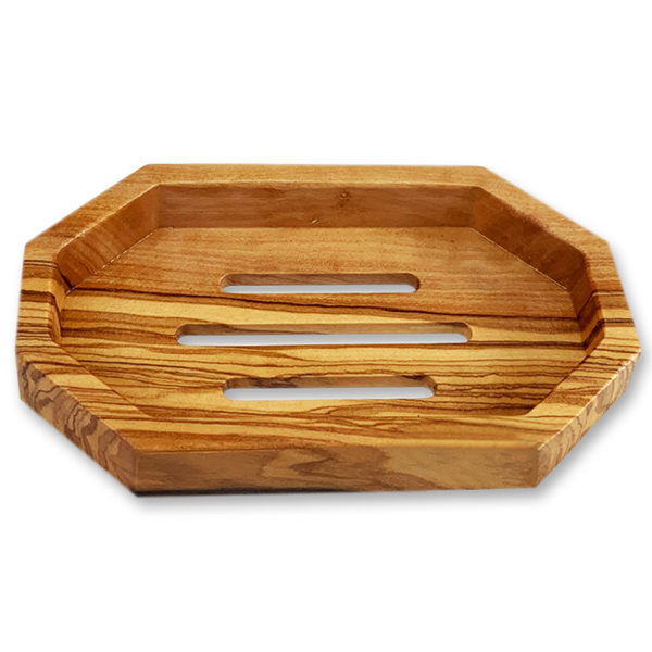 Wooden soap dish octagonal with a border 