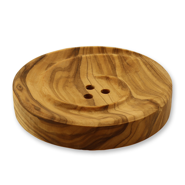 Round soap dish made out of olivewood Ø10cm 