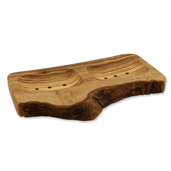 Rectangular double soap dish made out of olivewood 22,5x12,5cm 