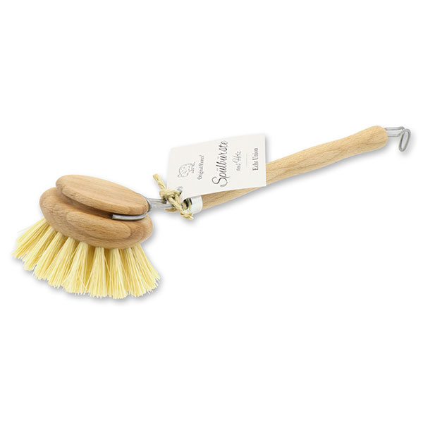 Bristle Brush for dish cleaning, made out of wood and real fibre bristles 