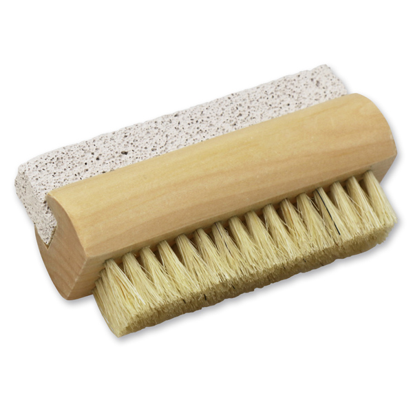 Wooden brush with natural pumice 
