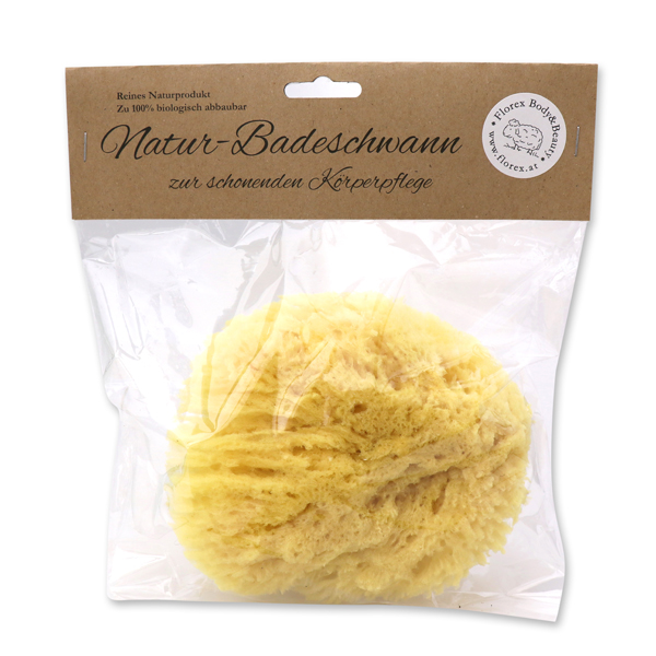 Natural sea sponge 15cm  in cellophane with a label 