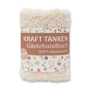 Waschtuch 30x30cm "Kraft tanken", beige 