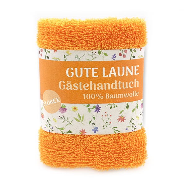 Waschtuch 30x30cm "Gute Laune", orange 