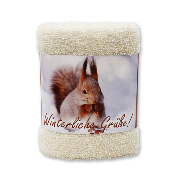 Hand towel 30x30cm "Winterliche Grüße", creme 