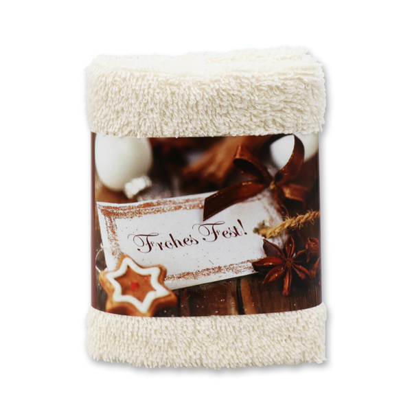 Waschtuch 30x30cm "Frohes Fest", creme 