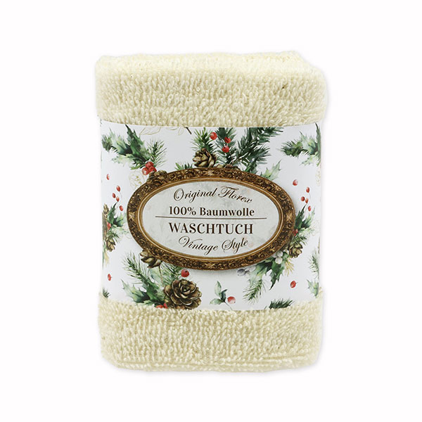 Waschtuch 30x30cm "Vintage-Motiv 224", creme 