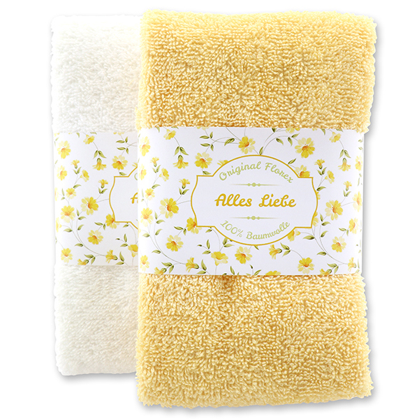 Guest towel 30x50cm "Alles Liebe", light orange/white 
