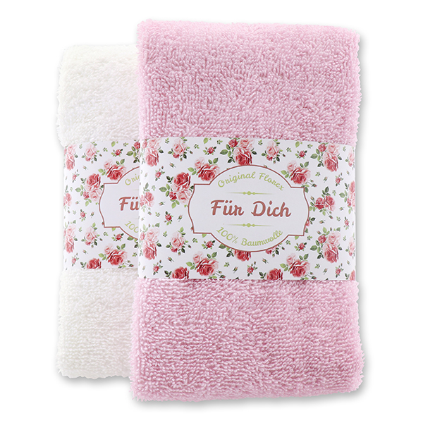 Guest towel 30x50cm "Alles Liebe", rose/white 