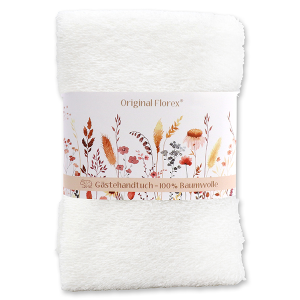 Guest towel 30x50cm 'Blütenzart' with design 1, white 