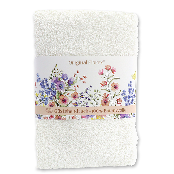 Guest towel 30x50cm 'Blütenzart' with design 10, white 