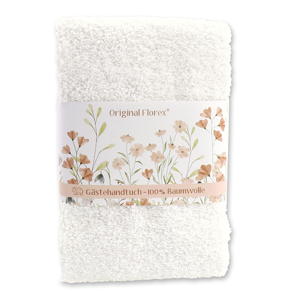 Guest towel 30x50cm 'Blütenzart' with design 11, white 