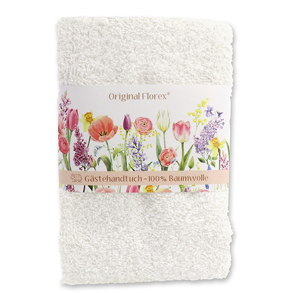 Guest towel 30x50cm 'Blütenzart' with design 12, white 