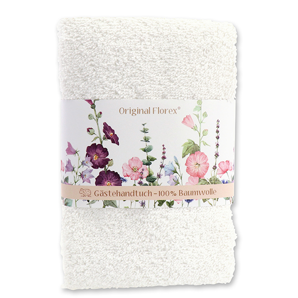Guest towel 30x50cm 'Blütenzart' with design 6, white 
