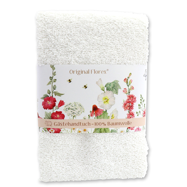 Guest towel 30x50cm 'Blütenzart' with design 7, white 