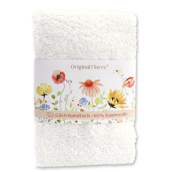 Guest towel 30x50cm 'Blütenzart' with design 8, white 