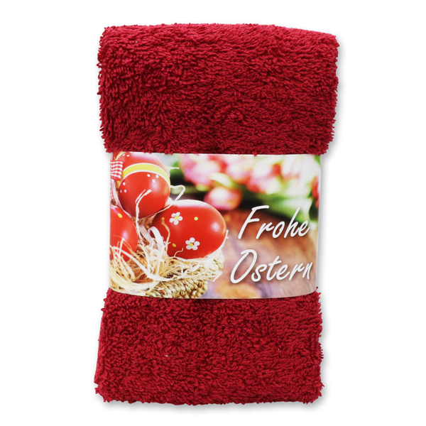 Guest towel 30x50cm "Frohe Ostern", bordeaux 