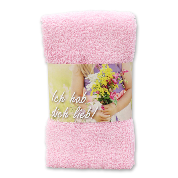 Gästehandtuch 30x50cm "Ich hab dich lieb", rosa 