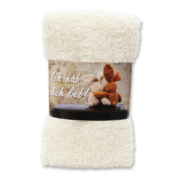 Guest towel 30x50cm "Ich hab dich lieb", creme 