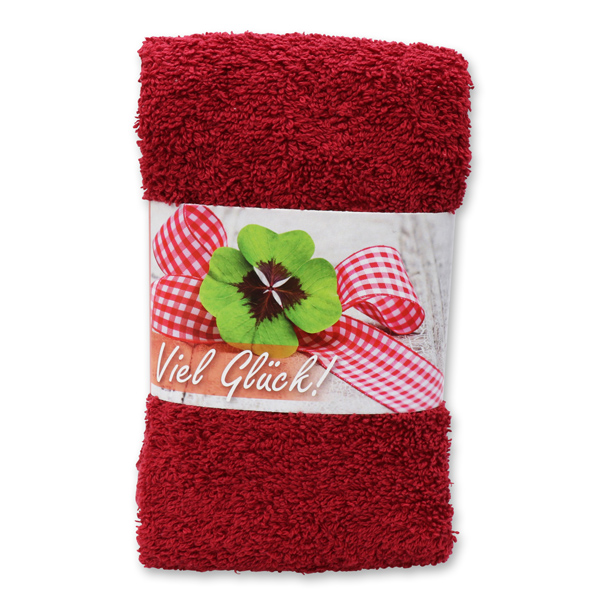 Guest towel 30x50cm "Viel Glück", bordeaux 