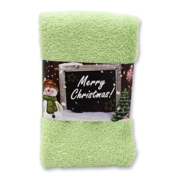 Gästehandtuch 30x50cm "Merry Christmas", grün 
