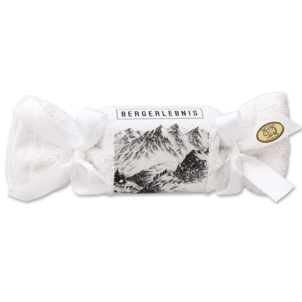 Sheep milk soap 100g in a washcloth "Bergerlebnis", Christmas Rose White 