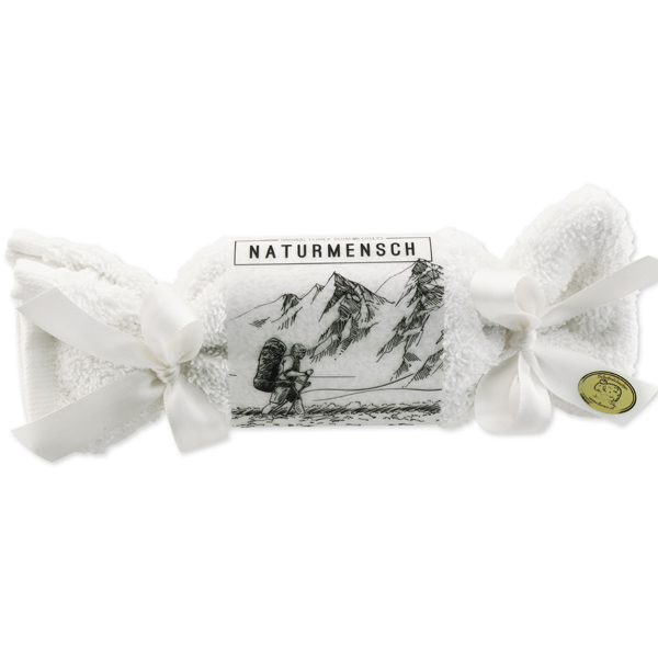 Sheep milk soap 100g in a washcloth "Naturmensch", Christmas rose white 