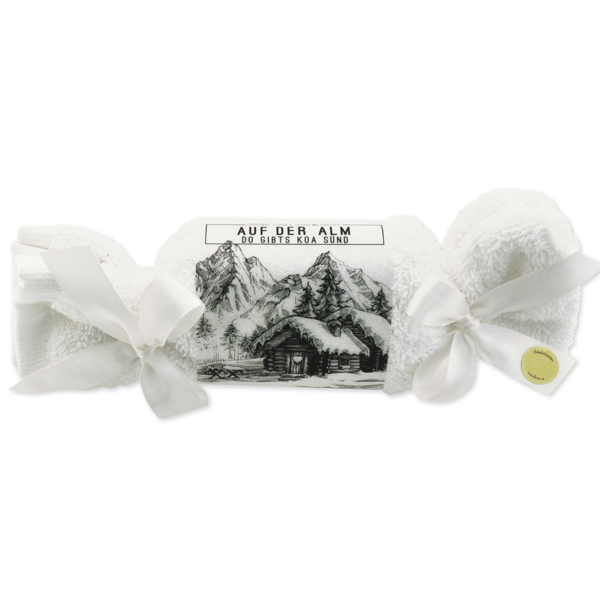 Sheep milk soap 100g in a washicloth "Auf der Alm...", Christmas rose white 