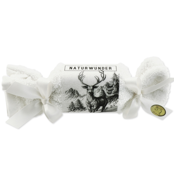 Sheep milk soap 100g in a washcloth "Naturwunder", Christmas rose white 