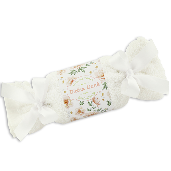 Sheep milk soap 100g in a washcloth "Vielen Dank", Christmas rose white 