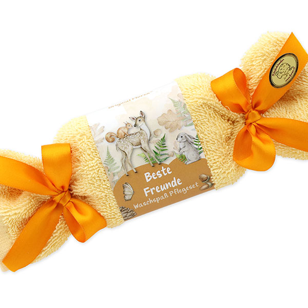 Schafmilchseife eckig 100g im Waschlappen "Beste Freunde", Fruchttraum 