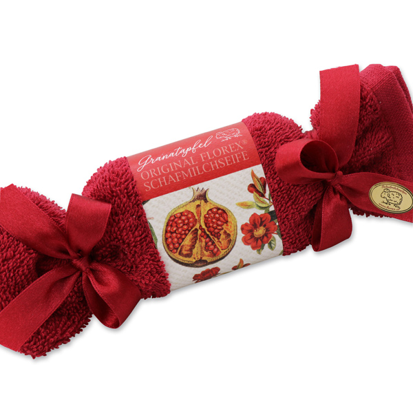 Sheep milk soap 100g in a washcloth, Pomegranate 