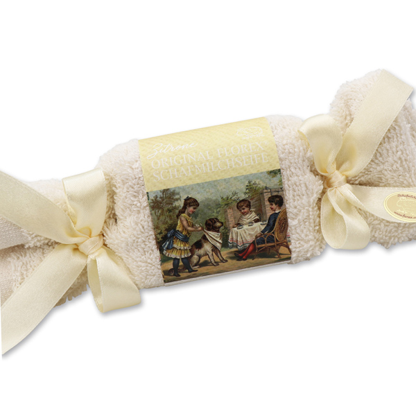 Schafmilchseife eckig 100g im Waschlappen, Zitrone 