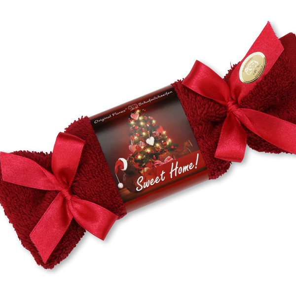 Schafmilchseife eckig 100g im Waschlappenzuckerl "Sweet Home", Granatapfel 
