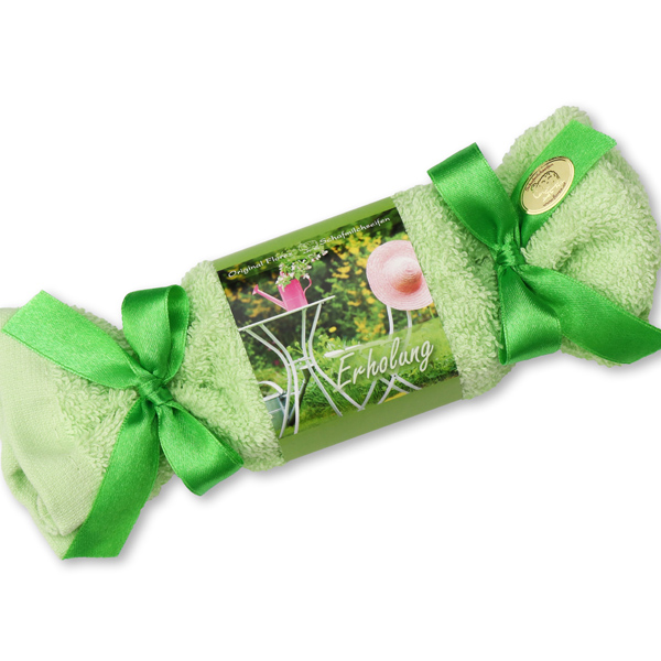 Schafmilchseife eckig 100g im Waschlappenzuckerl "Erholung", Gartenseife 