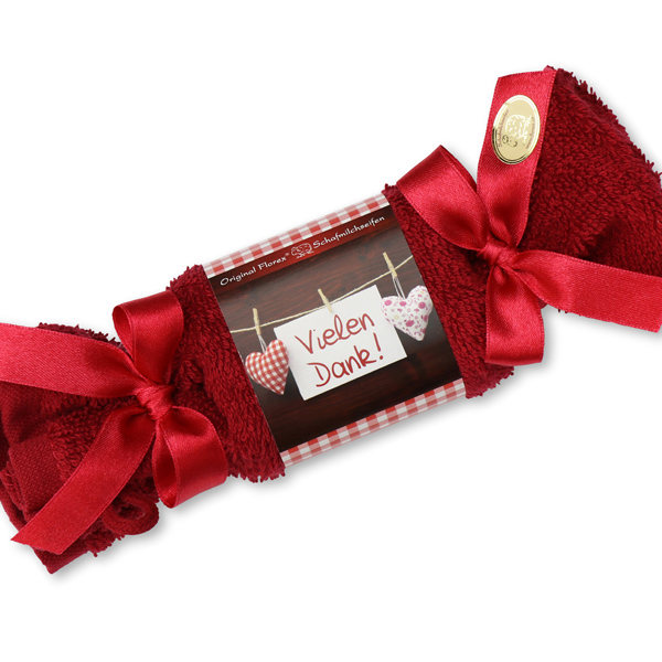 Sheep milk soap 100g in a washcloth "Vielen Dank", Rose 