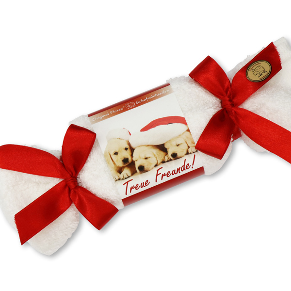 Sheep milk soap 100g in a washcloth "Treue Freunde", Classic 