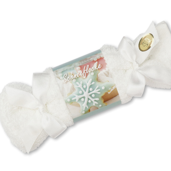 Sheep milk soap 100g in a washcloth "Scheneflocke", Christmas Rose White 