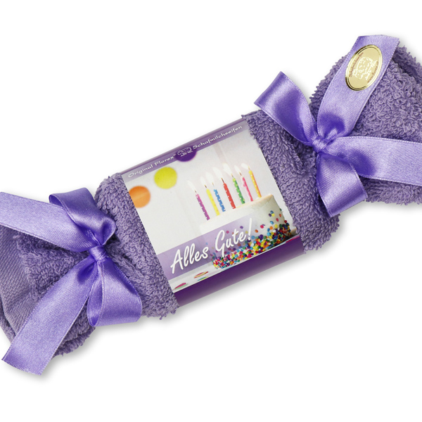 Schafmilchseife eckig 100g im Waschlappenzuckerl "Alles Gute", Grapefruit 