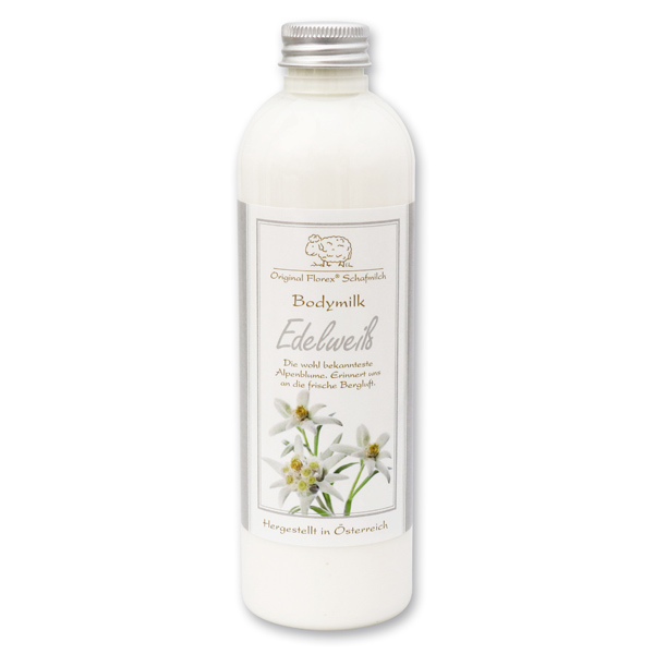 Bodymilk mit biologischer Schafmilch 250ml in der Flasche, Edelweiß 