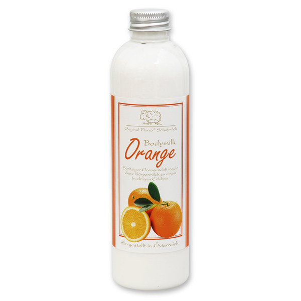 Bodymilk mit biologischer Schafmilch 250ml in der Flasche, Orange 