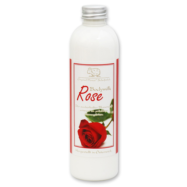 Bodymilk with organic sheep milk 250ml in the bottle, Rose Red 