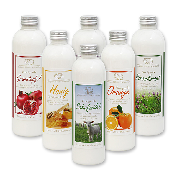 Bodymilk with organic sheep milk 250ml in the bottle, sorted 