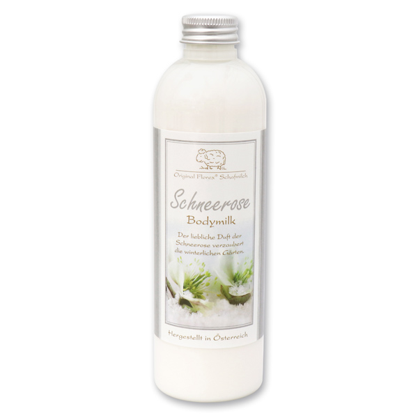 Bodymilk with organic sheep milk 250ml in the bottle, Christmas Rose White 