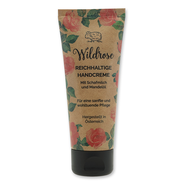 Handcreme mit biologischer Schafmilch 75ml "Wohlfühlzeit", Wildrose 