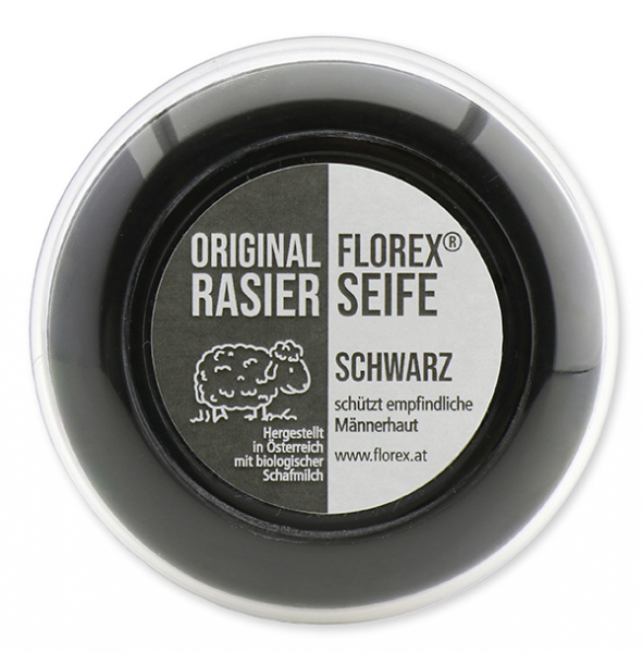 Rasierseife schwarz in Dose 100g mit Etikett 