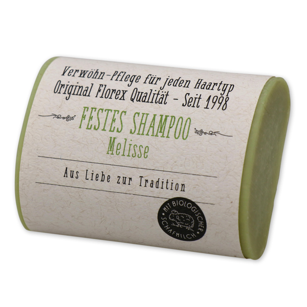 Solid shampoo 100g wrapped with a paper, melissa 