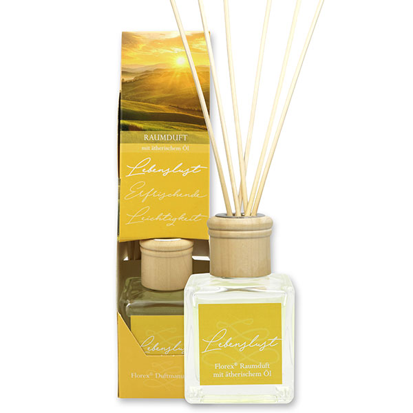 Raumduft 100ml mit ätherischem Öl, mit Stäbchen, Lebenslust 