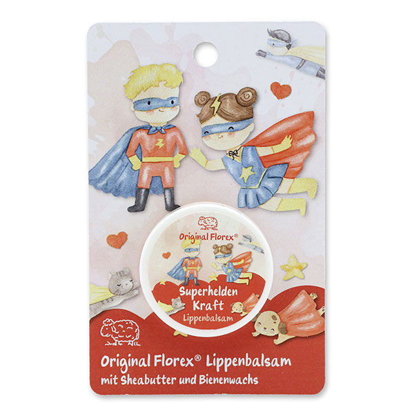 Lip balm 10ml with a card "Superhelden Kraft", Berry dream 