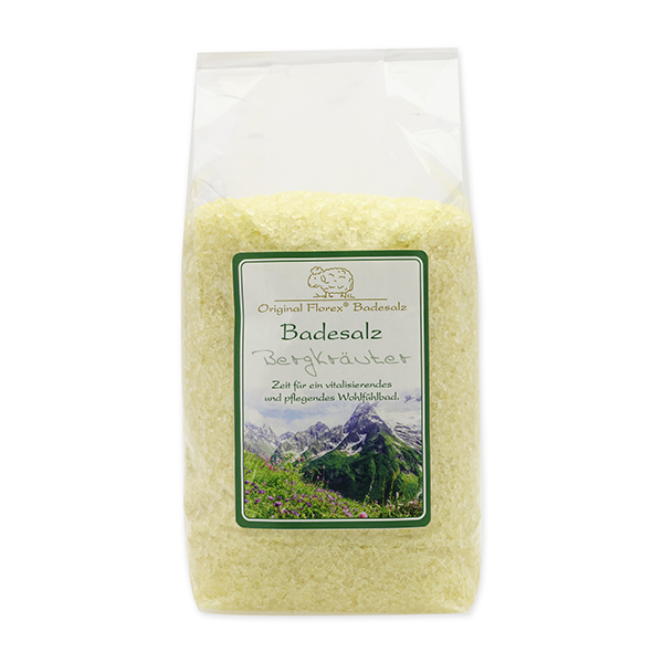 Bath salt 1kg in a cellophane bag, Mountain herbs 